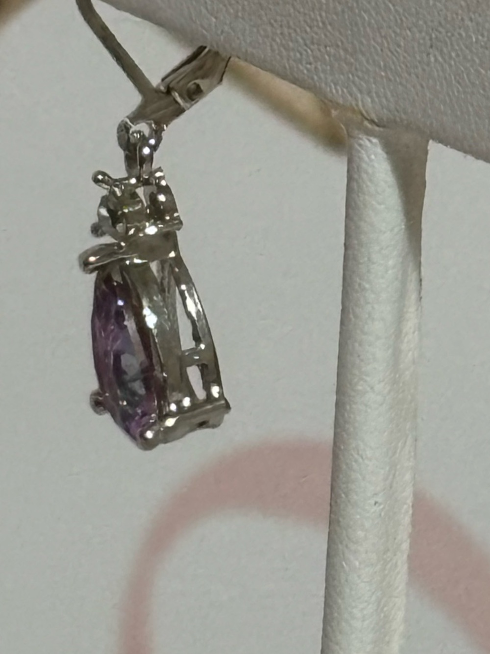 Silver Drop Earrings with Iridescent Stones - Picture 3 of 3